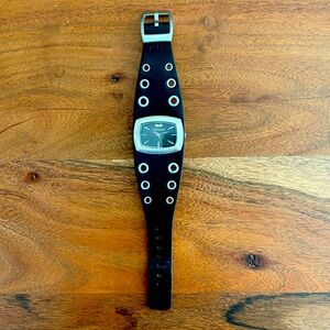 Vestal Minx watch with leather and grommet band